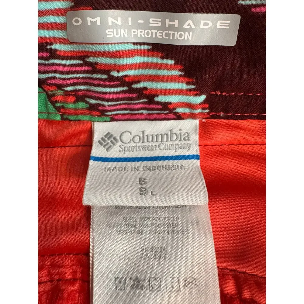 Columbia PFG board shorts Omni-Shade lace velcro front close pockets coral Sz 6